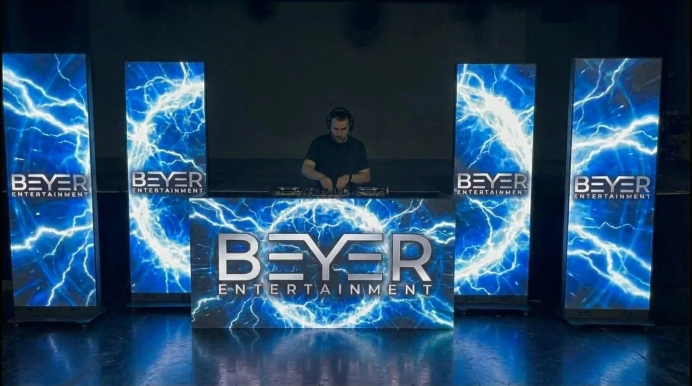 LED Video Posters beside DJ booth